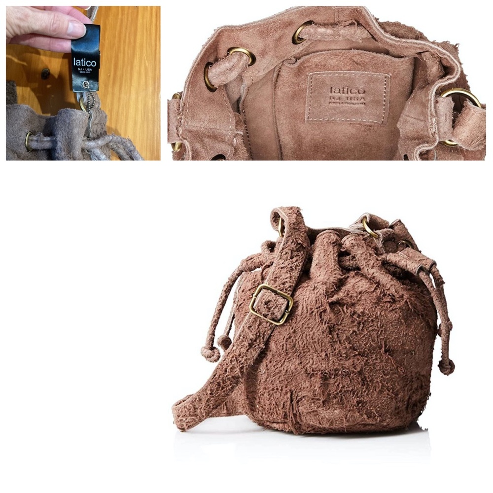 New! LATICO Satchel Mushroom Shredded Leather Purse BoHo